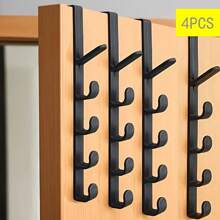 [Back Pocket Storage] 5-Hook Door Hook Back Pocket Storage Rack, 4pcs Set For Bathroom, Bedroom, Wardrobe Organization