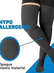 1pc Plus Size Thigh High Segmented Compression Leg & Calf Socks, 2XL-7XL - Beige - View 4