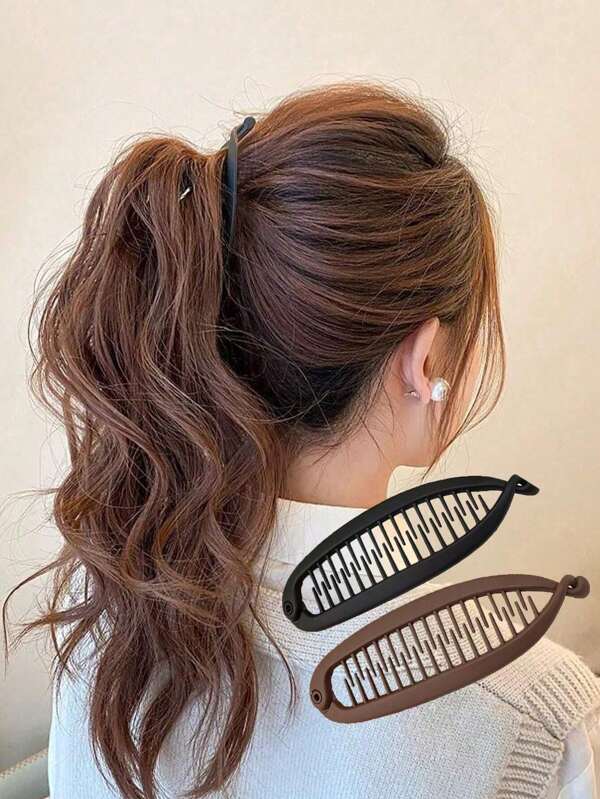 Wellen Haarspangen, Strand-Party Zopfhalter, Dutt-Former, Haargabeln, Banana Clip Haarkamm flexible Banana Clips Haar für dickes Haar Zopfhalter ineinander greifende Banana Haarclips Styling Haare Banana Clips für Frauen Schulbeginn