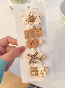 5pcs Kids Princess Bowknot Hair Clips, Cute & Elegant Hair Accessories For Little Girls