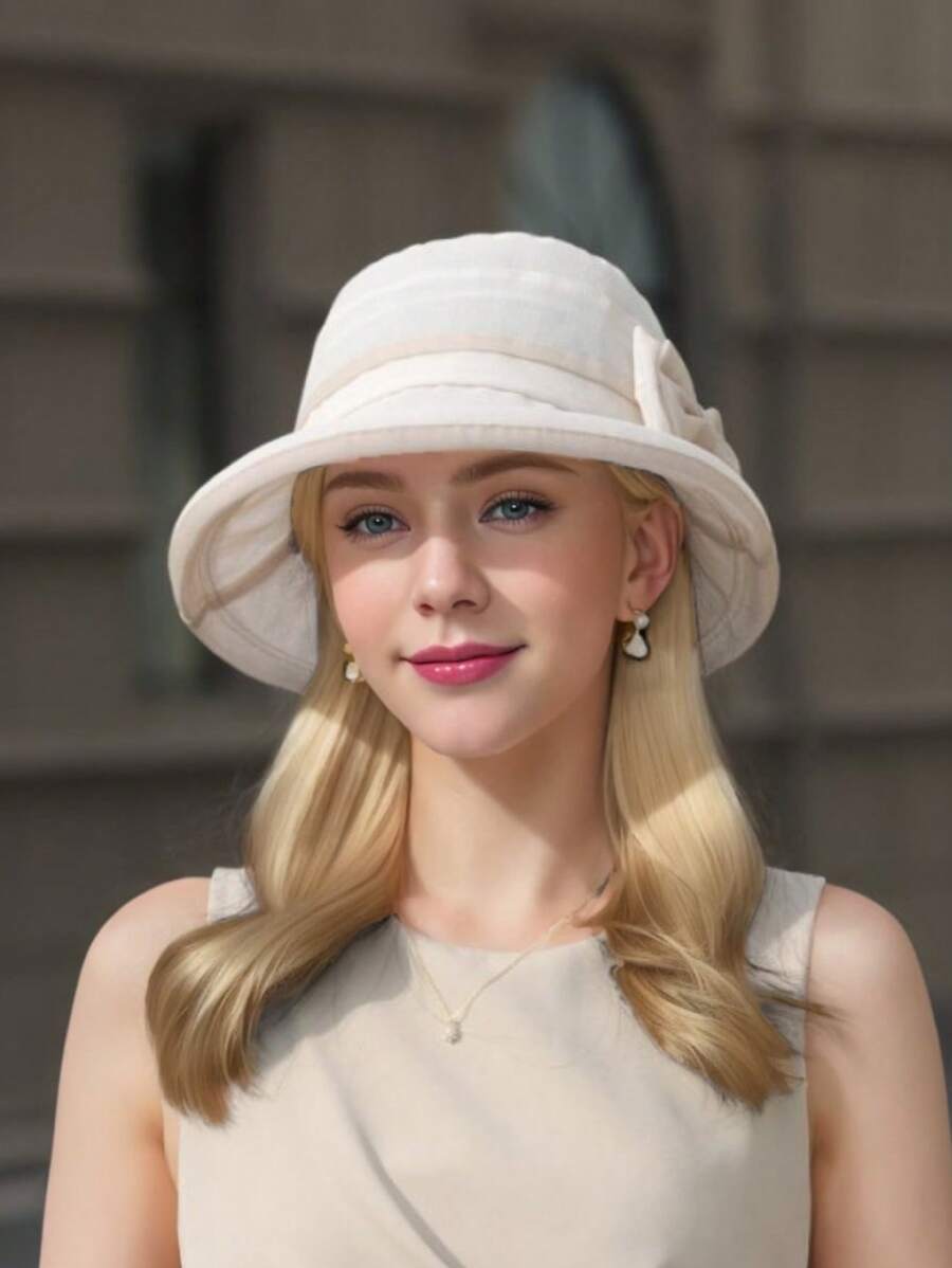 1pc Elegant Bow Decor Casual Two-Tone UPF Sun Hat, Breathable Bucket Hat For Spring/Summer/Autumn