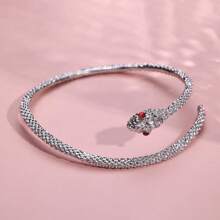 1pc Punk Snake Shape Bracelet For Women Fashion Simple Silver Color Zirconia Adjustable Cuff Bracelet Wedding Jewelry Gifts