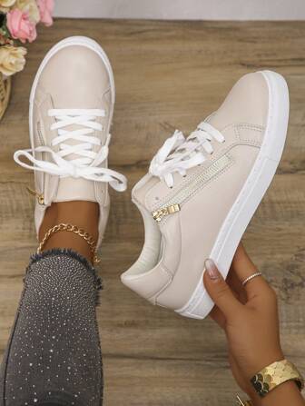 Women's New Blue Snake Print Classic Side Zipper Casual Shoes, Fashion Versatile Lace-Up Thick Sole Sneakers, Suitable For Students, Running, Hiking, Skateboarding