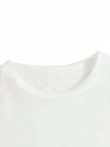 Camiseta casual y versátil de manga corta tipo murciélago en color liso y holgada