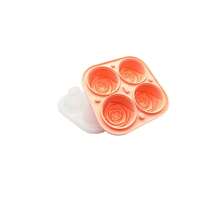 (限时优惠) 1 件烘焙模具，带 4 孔的蛋糕/巧克力/果冻/布丁模具，带盖的玫瑰花冰块模具，橡胶冰格，适用于生日派对、礼物、饮料、咖啡、手工皂冰格冰块冰块柔软冰块模具冰块模具