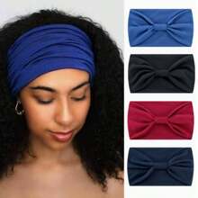 1pc New European And American Style Solid Color Elastic Sports Headband, Wide Yoga Headwrap, Sweat-Absorbent Hairband, Fashion Hair Accessories