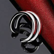 优雅单件 925 镀银简约双开口戒指精致女士时尚饰品奢华派对配饰朋克 - 銀色 - 查看 3