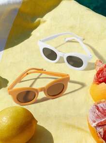 2 件装 男孩和女孩 3-8 岁亚克力糖果色圆框时尚眼镜适合外出 - 彩色 - 查看 3