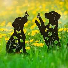 1 Pc Creative Metal Cute Dog Design Garden Stake, Home & Life Decor, Outdoor And Garden Supplies, Yard And Garden Decoration, Suitable For Outdoor Activities, Family Events, Birthdays, Weddings, Parties, And More. Various Styles Available.