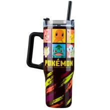 pokemon Insulated Tumbler Travel Mug 940ml/33oz Anime Water Bottle Straw & Handle Thermal Double Wall - Black - View 1