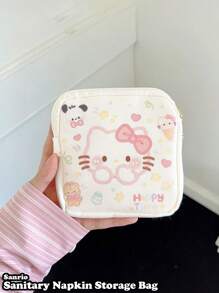Sanrio Sanrio Cute Sanitary Napkin Storage Bag With Zipper, przenośny i wygodny pokrowiec do przechowywania podpasek higienicznych, produktów higienicznych dla kobiet i akcesoriów, z uroczymi i zabawnymi wzorami postaci, idealny do organizacji w podróży