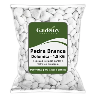 Pedra Seixo Branco de Jardim Dolomita 1,8kg - Tamaho 0 ao 2