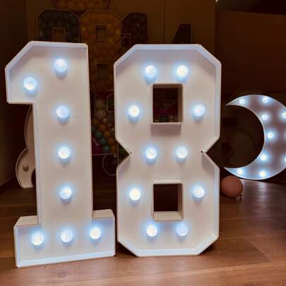 1 st 73 cm/28,7 tums upplyst digital markeringsram vita lampor KT-kort nummer 0-9 plug-in KT-kort festdekorativ ljus födelsedagsfest jubileumsdekoration - kallt vitt ljus