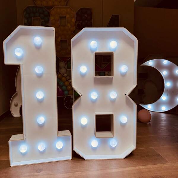 1 stuk 73 cm/28,7 inch verlicht digitaal marqueeframe met witte verlichting KT-bordnummer 0-9 Plug-in KT-bord Decoratieve feestverlichting Verjaardagsfeest Jubileumdecoratie - Koel wit licht