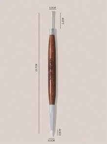 1 Stück Holzgriff Doppelkopf Nagel Misch-Gel Stift, Silikon Nagel Schnitzstift, weiche Gummispitze für Pulveranwendung, Multifunktions-Nagel Punktier- und Malstift, Detailpinsel