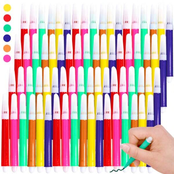 5-20Packs 6-Color Watercolor Pens Children's Creative Mini Drawing Marker Pen Graffiti Bag Color Painting Pen Painting Art Stationery Accessories,Back To School