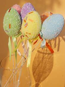 1set(6pcs) - Easter Egg Decoration Plugin, Family Gathering Scene Decoration Plugin, Suitable For Easter Decoration And Celebration Activities, Theme Party Decoration Supplies