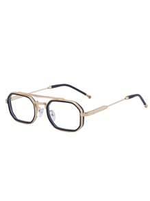 1pc New Retro European And American Square Double-Beam Small Frame Glasses, Casual Party Street Elegant High-Grade Fashion Glasses, Suitable For Daily Wear And Outdoor Activities