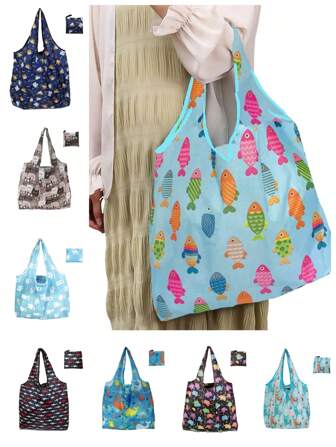 1pc Reusable Grocery Bags, Large Grocery Bags With Handles, Waterproof Tote Bags, Foldable And Lightweight, Machine Washable Shopping Bags, For Women's Daily Storage Of Groceries And Shopping Items, Kitchen Supplies