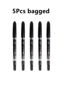Black Permanent Marker Pen, 10pcs Fine Point Black Markers , Waterproof, Oil-Based, Small Double-Headed Marker Pen For Office And School Supplies, Cartoon Drawing And Sketching Back To School
