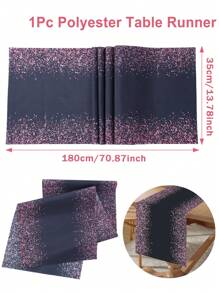 1pc Black Pink Table Runner, Polyester Table Runner Pink Powder Crumb Pattern Tablecloth, Perfect For Birthday Wedding Party Home Tablecloth Decorations, Kitchen Table Covers Decor, Festival Event Dining Room Table Ornaments, Party Favor