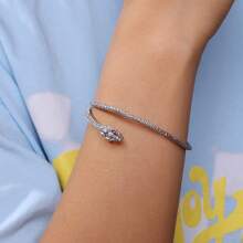 1pc Punk Snake Shape Bracelet For Women Fashion Simple Silver Color Zirconia Adjustable Cuff Bracelet Wedding Jewelry Gifts