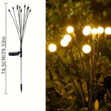 1 件 10 LED 太阳能户外花园灯 - 高效节能，触摸控制景观照明，抛光镍表面，易于安装在草坪和庭院装饰杆上，太阳能花园灯