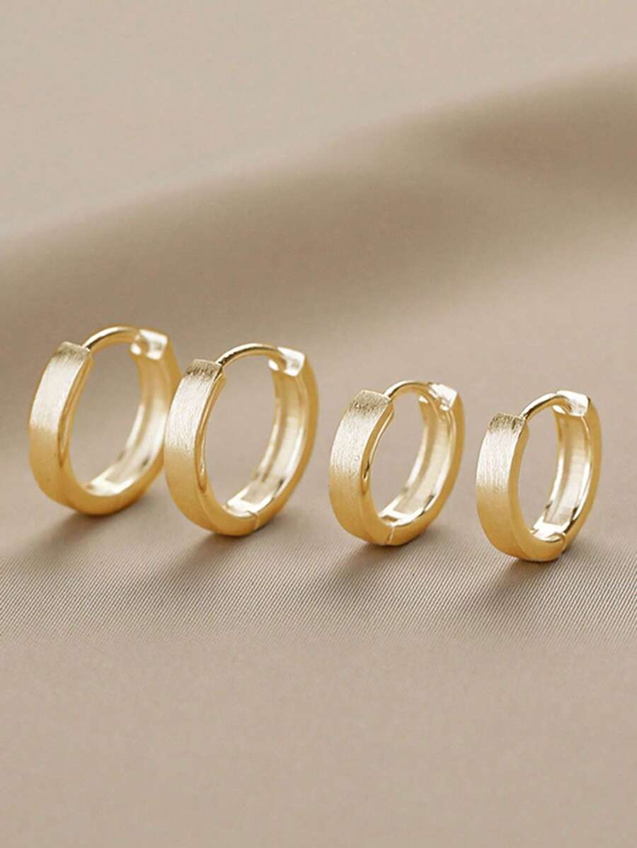 1 Pair Classical 925 Sterling Silver Hoop Earrings Wedding Anniversary Ear Jewelry For Women Gift Fine Jewelry - 1# - View 1