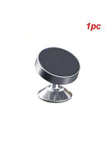 2pcs/Set Alloy Magnetic Car Phone Holder, Universal Dashboard Car Phone Mount, 360° Rotation, Compatible With IPhone, Etc, Black & Silver