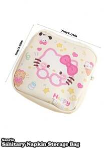 Sanrio Sanrio Cute Sanitary Napkin Storage Bag With Zipper, przenośny i wygodny pokrowiec do przechowywania podpasek higienicznych, produktów higienicznych dla kobiet i akcesoriów, z uroczymi i zabawnymi wzorami postaci, idealny do organizacji w podróży