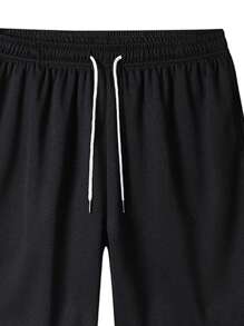 1pc Men's 5-Inch Sports Shorts, Casual Outdoor Activewear Breathable Quick Dry Shorts For Running, Basketball, Fitness - Black - View 4