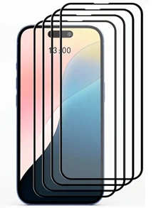 4 Stücke Vollabdeckung HD Anti-Kratz Displayschutzfolie für Sam Sung Galaxy / iPhone / OPPO / VIVO / Realme / Infinix / Moto / Xperia / Pixel Handys, unterstützt Face Unlock und Fingerabdruck Unlock, Panzerglas kompatibel mit iPhone 16/16 Plus/16 Pro/16 Pro Max/15/15Pro/15 Plus/15 Pro Max. Vollabdeckung, hydrophob und ölabweisend, schalen- und filmfreundlich, wasserdicht, stoßfest, kratzfest, fingerabdruckfest