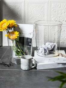 1pc High Aesthetics Transparent Handle Waste Bin, Decorative Dustbin, Desk/Dorm/Office/Kitchen Garbage Can, Without Lid