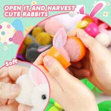 16/48pcs Easter Basket Fillers With Rabbit Eggs, Easter Bunny Mini Plush Toys For Hunting Surprise Easter Party Favor, Random Color Decorations For Garden Table Home Christmas Small Gifts