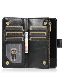 Portemonnee 1pc Business Flip Cover Multifunctionele kaartsleuven Telefoonhoesje, Anti-val beschermhoes Compatibel met Apple & telefoons