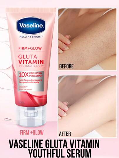  Vaseline Glutathione Vitamin Youth Essence, Whitening & Brightening, Radiant Glow, Fast Absorbing, Non-Greasy, Suitable For All Skin Types, 10X Potent, Contains Multi-Vitamin Complex, Anti-Aging, Firming & Moisturizing, Reduces Wrinkles, Improves Skin Texture, Suitable For Mature, Dry, Dull Skin, Daily Skincare, Night Care, Makeup Primer, After Sun Repair