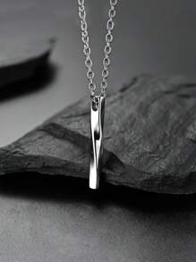 1 件复古螺旋直条吊坠项链，男女通用嘻哈配饰 - 銀色 - 查看 3