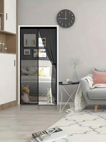 1pc Heavy Duty Magnetic Screen Door With Full Frame Hooks And Rings, Polyester Mesh Curtain, Fresh Air Circulation, Easy Pet Access, Child Friendly, Pest-Resistant, Fits 38x82 Inch Door