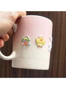 4pcs Easter Egg Stickers, Cute Rabbit & Chick Cartoon 3D Bubble Decorative Stickers, Holiday Party Gifts,School Supplies,Back To School