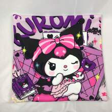 Sanrio 1 Federa per cuscino Sanrio Kuromi e Hello Kitty, federa per cuscino da divano con motivo cartoni animati anime minimalista, con toni eleganti viola per un'atmosfera misteriosa, in tessuto morbido, removibile e lavabile, adatta per divano, auto, camera da letto, soggiorno, dimensione: 40x40cm, 45x45cm, 50x50cm, stampa unilaterale (inserto per cuscino non incluso)
