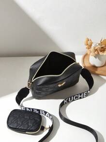 Women's Quilted Butterfly Shoulder Bag Messenger Bag Crossbody Pouch Wrist Wallet - Black - View 5
