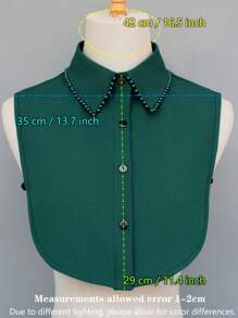 1 pezzo Maglia da donna con colletto a fiori decorati con perline, orlo a volant a quadri, adatta come strato base sotto maglioni e Maglietta, per primavera, estate, autunno e inverno - Multicolore - Visualizzare 18