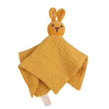 1pc Soft Printed & Plain Texture Crochet Animal Head Baby Comforter Blanket - Multicolor - View 25