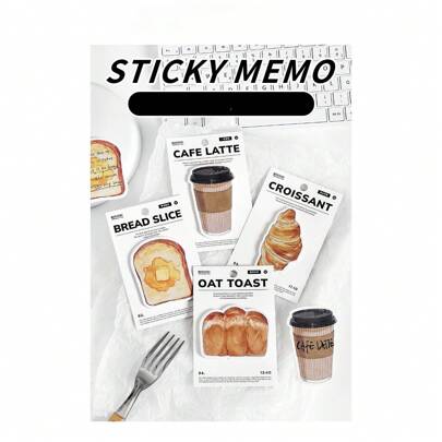 1 Set Bread & Coffee Good Weather Memo Pad, High Quality, Creative, Writable, Durable, Convenient, School Supplies, DIY Planner Stickers,School Supplies,Back To School