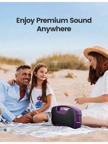 IPX7 Waterproof Bluetooth Speaker, 40W(60 Peak) Portable Wireless Speakers With Subwoofer, 32H Playtime, Stereo Loud Sound, Deep Bass, Bluetooth 5.0 With Handle For Pool, Beach, Outdoor, Gifts - 紫色 - 查看 7
