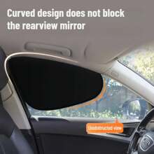 Static Adsorption Car Side Door Glass Shading Baffle, Car Sunshade Baffle, Car Privacy Anti-Peeping Curtain, Car Anti-Ultraviolet Cooling Kit, Simple Adsorption Installation, Foldable Storage, Does Not Take Up Space - Black - View 6