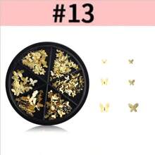 6 Grid 3D Nail Decoration Pendant Alloy Butterfly Shell Seahorse Starfish Pearl Ruby Color Round Beads 3D Metal Pendant Suitable For Nail Art Jewelry Making Technology DIY Nail Charms Nail Gems Nail Supplies