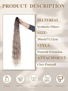 Hair Extensions Claw Ponytail Extension Ombre Brown Hair Extensions Curly Hair Extensions Wavy Hair Extensions Heat Resistant Ponytail Fake Hair For Women Daily Party 28Inch