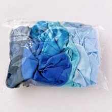 10 Pieces Set Multi-Color High Elasticity Hair Ties, Blue Scrunchies Scrunchy Hair Ties, Casual - Blue - View 11