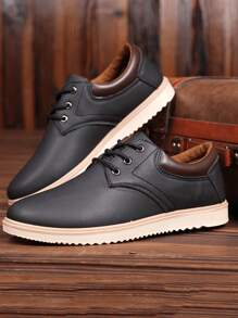 Casual de los hombres antideslizante zapatillas de deporte de color sólido, impermeabilización punta redonda con cordones parejas zapatos planos formales, adecuados para los viajes diarios, lugar de reunión, traje a juego,Zapatos de negocios